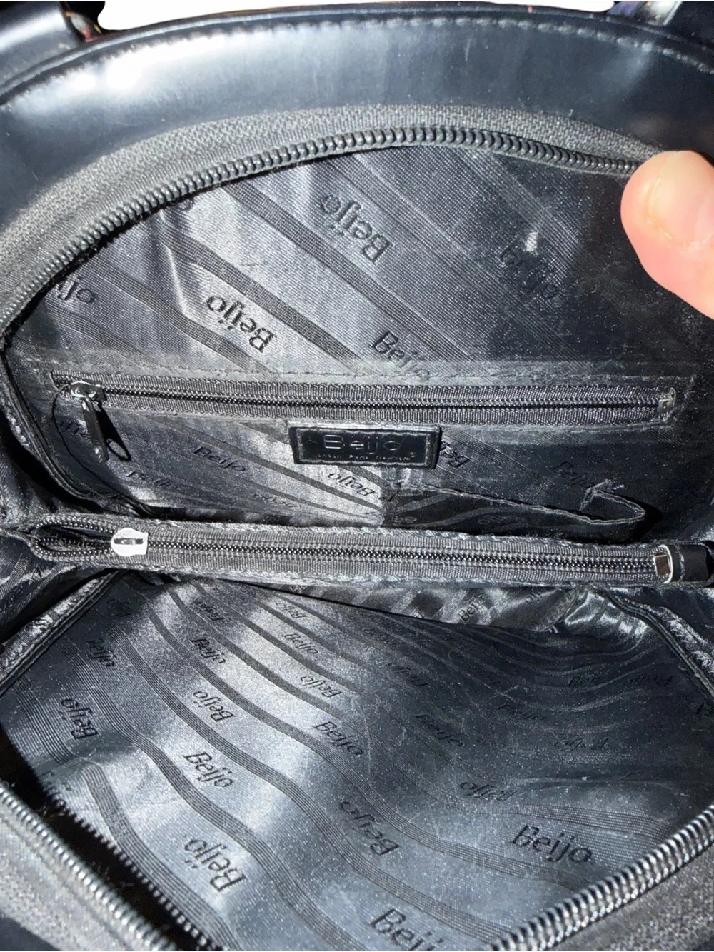 Beijo Red Patent Backpack with Black Front Pocket